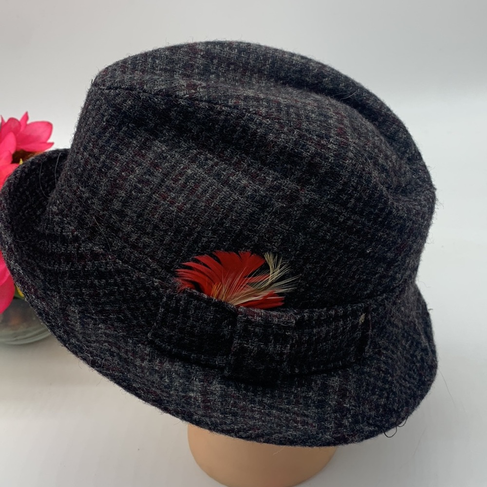 Resistol Vintage tweed Fedora Hat with Feather. HT3054 - Picture 2 of 12